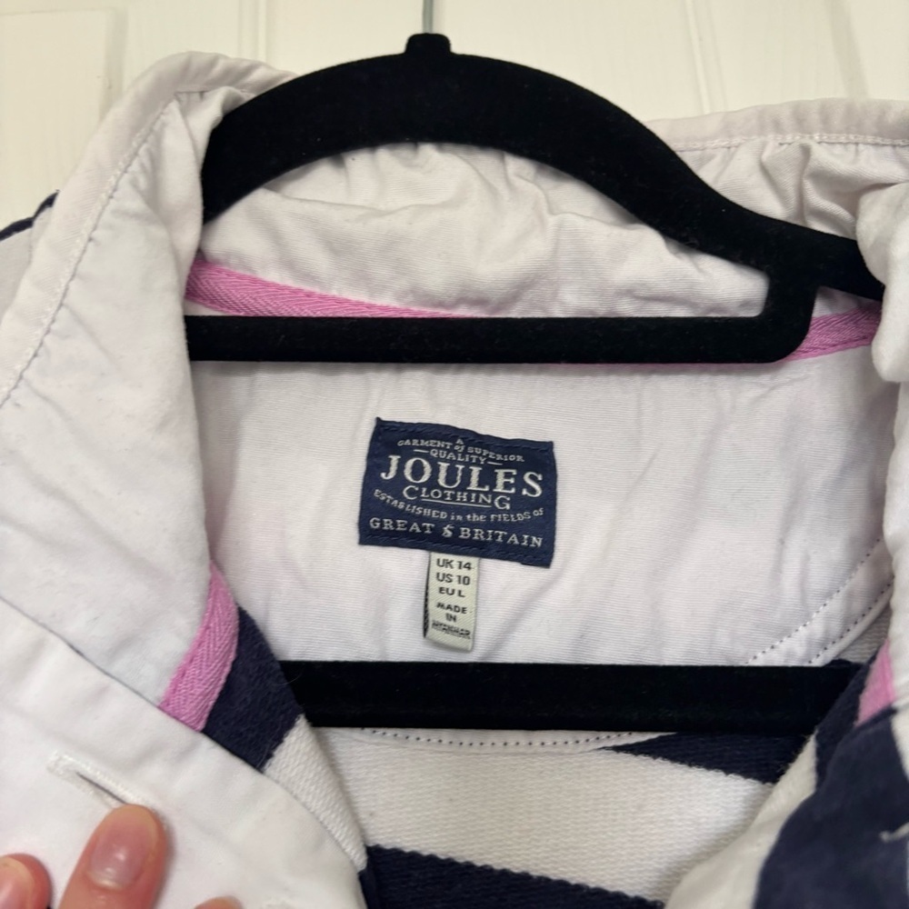 Joules Women's Navy Blue White Striped Deck Shirt Size US 10 - Picture 5 of 8
